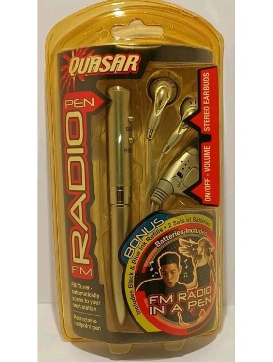 Other - Quasar - FM Radio in a Pen with Stereo Earbuds Silver  Auto-Seek On/Off - NEW